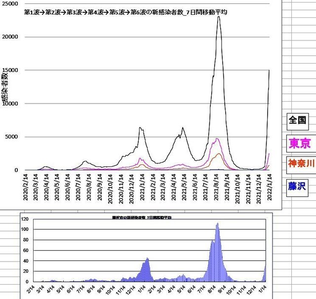 藤沢神奈川東京全国新感染者数20200214-20220114.jpg